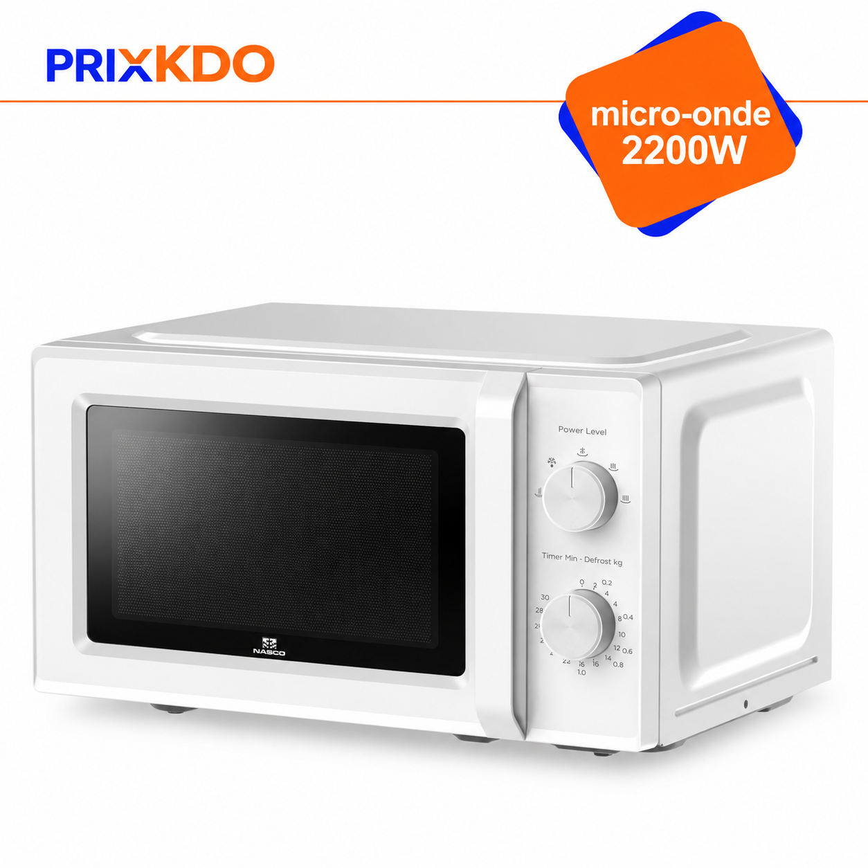 MICRO-ONDE 20LIT BLANC 700W - 5 NIVEAUX PUISSANCE - MWO20NAS-2LV(W)