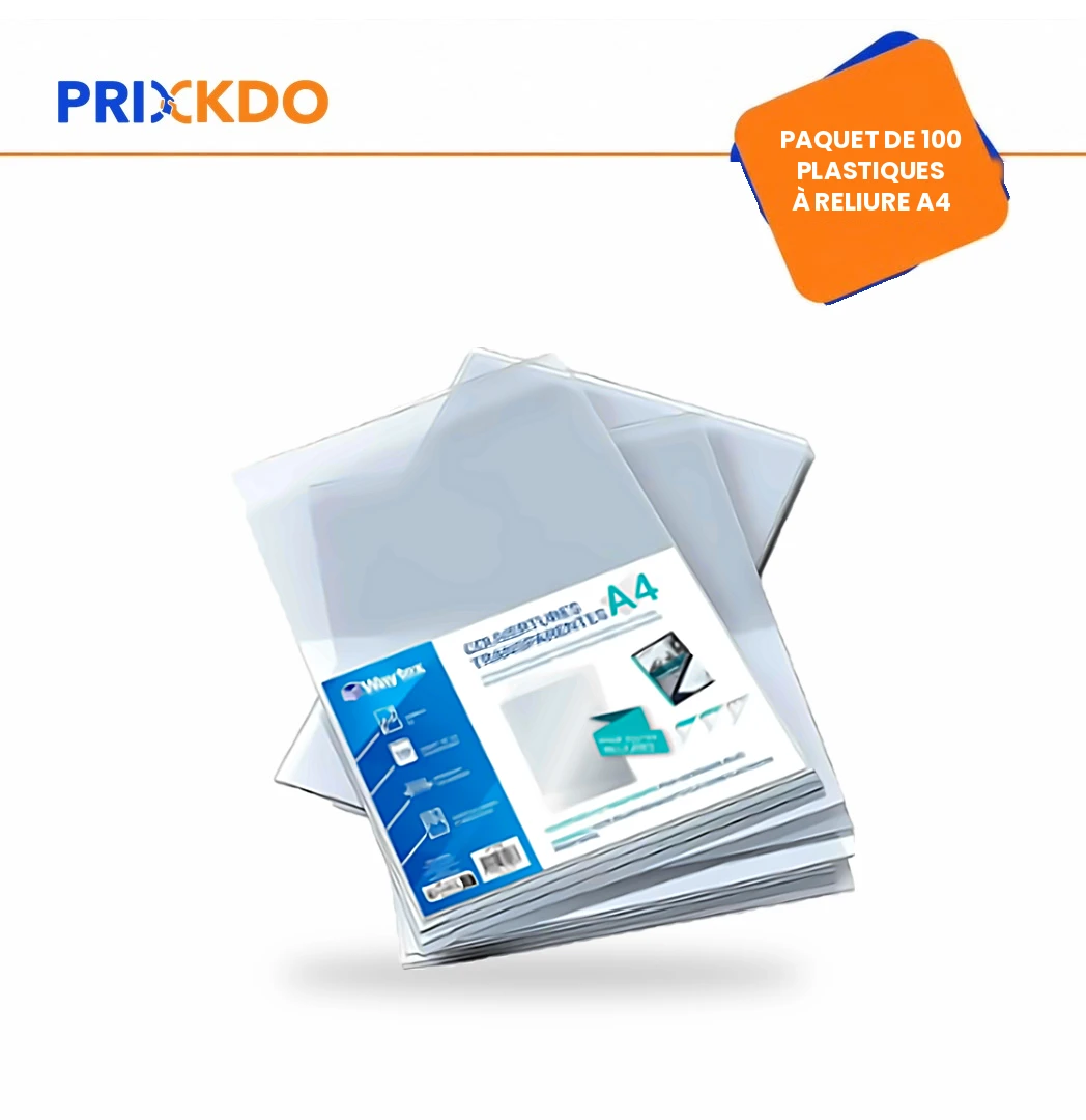 PAQUET DE 100 PLASTIQUES A RELIURE A4