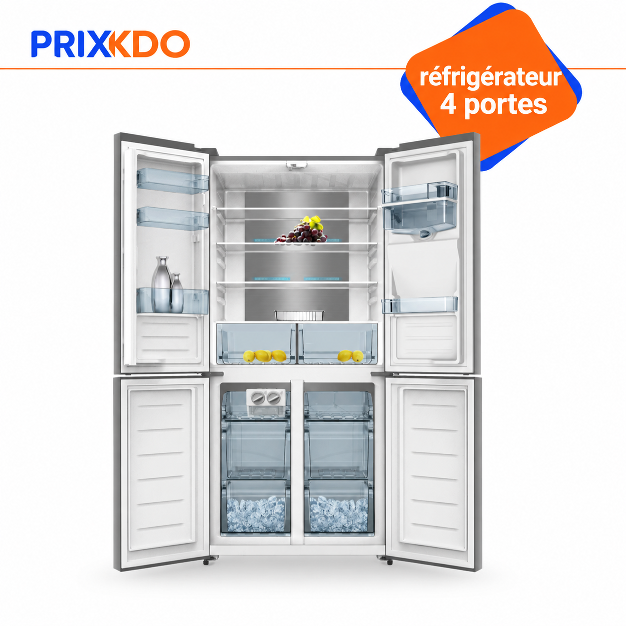 REFRIGERATEUR QUATRE PORTES 522L NET - DISTRIBUTEUR D'EAU - KNASF4-64.4WD