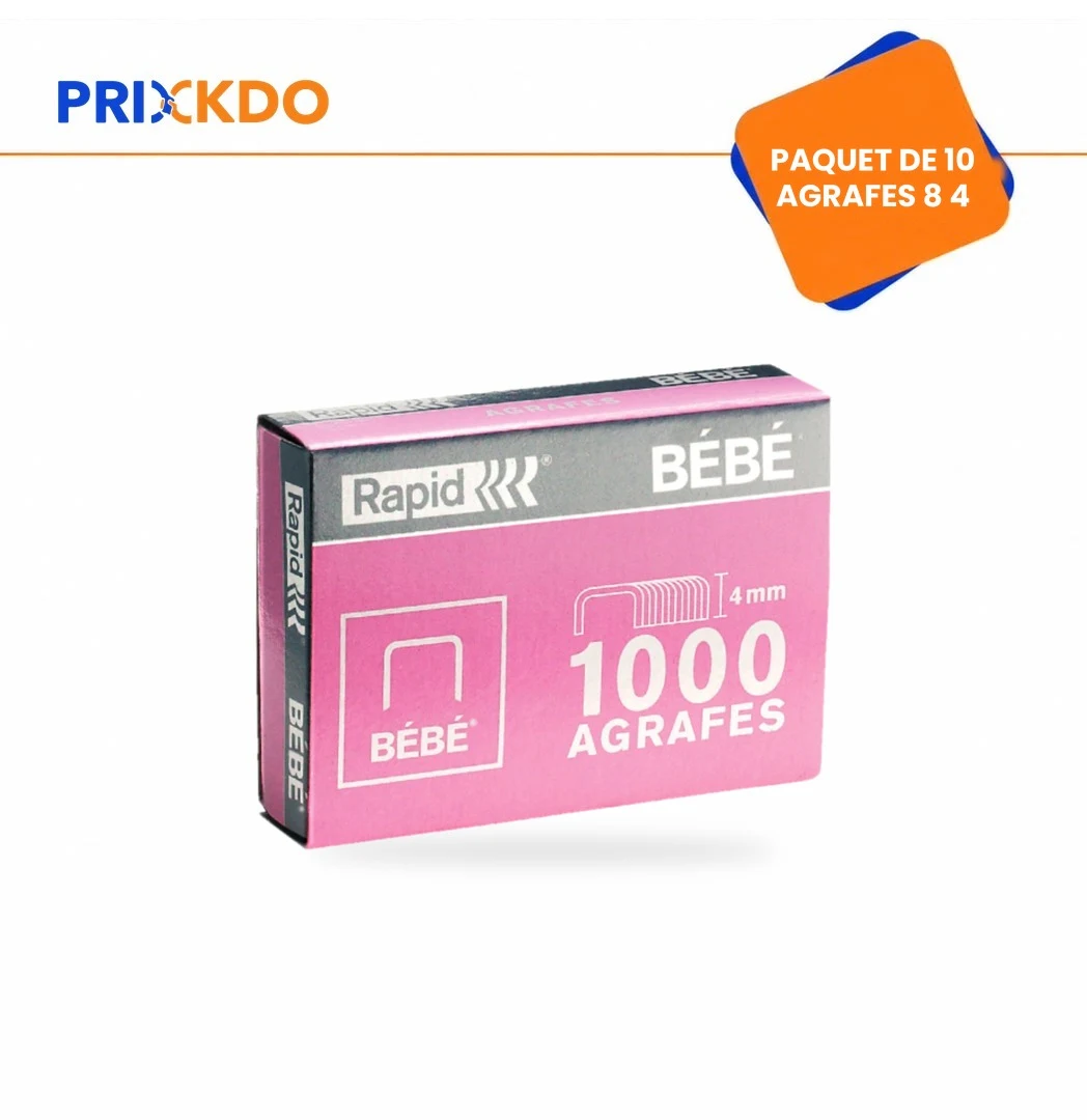 PAQUET DE 10 AGRAFES BEBE 8/4